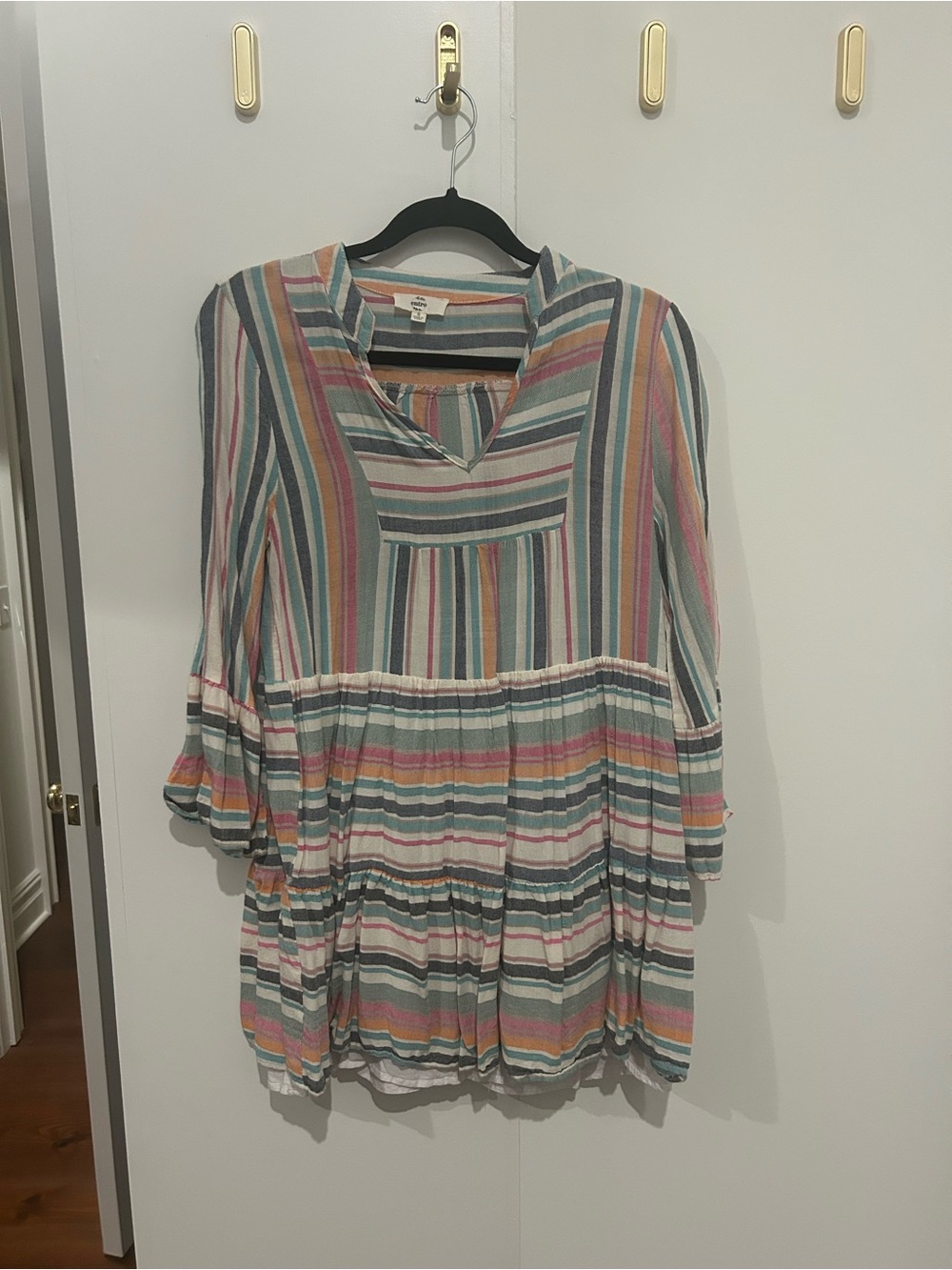 entro Striped Multi-Color Babydoll Tunic Top